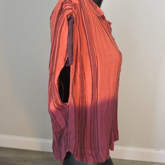 FREE PEOPLE Coral Ombre Baby Blues Tie Shoulder Top Size Small - Picture 4 of 6